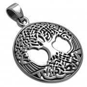 Large Celtic Tree of Life Silver Pendant, pn542